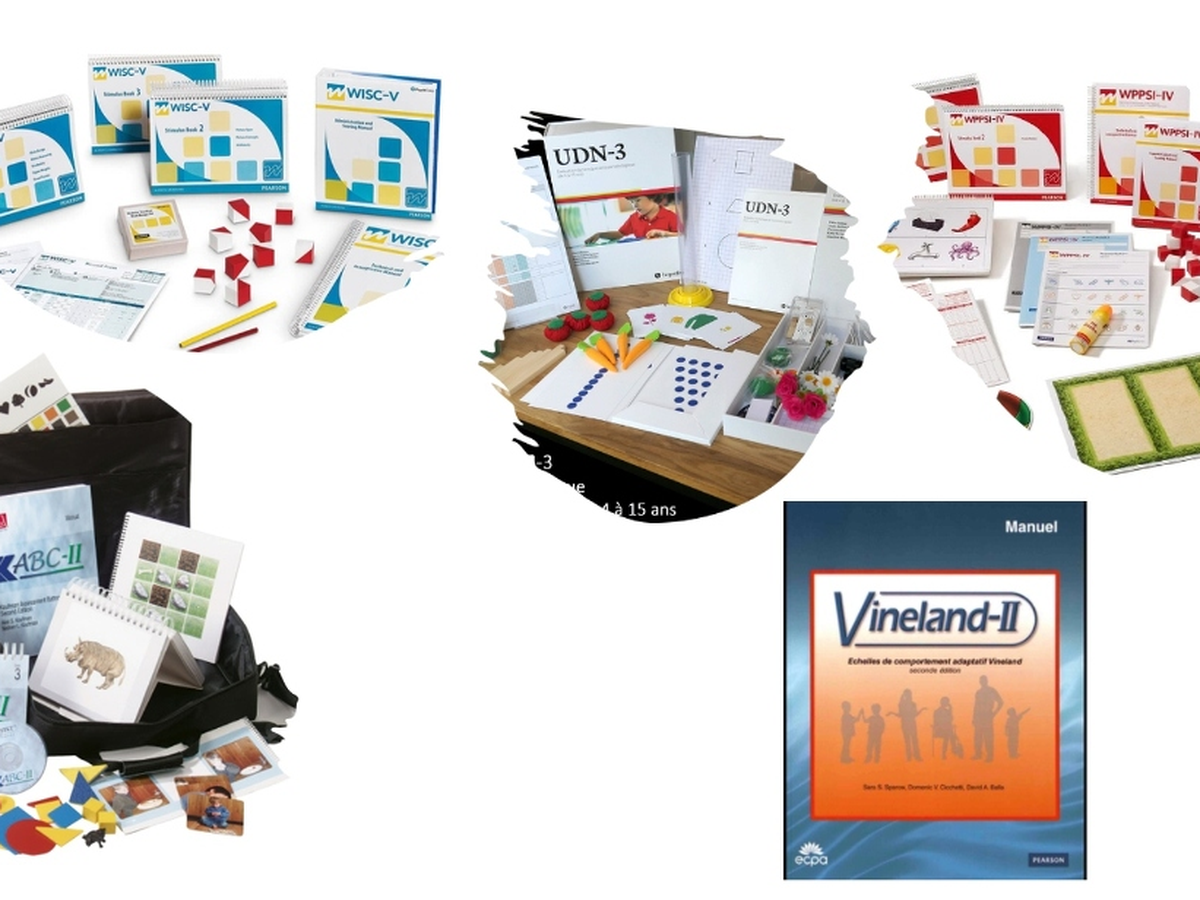 Matériel du bilan psychologique&nbsp;: WISC-V, KABC-II, UDN-3, WPPSI-IV et Vineland-II
